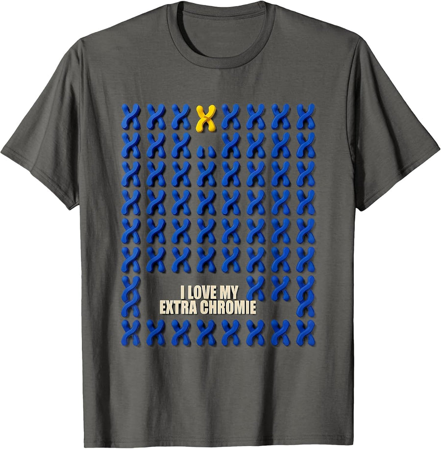 I Love My Extra Chromie Funny Down Syndrome Awareness Family T-Shirt - Asphalt Grey