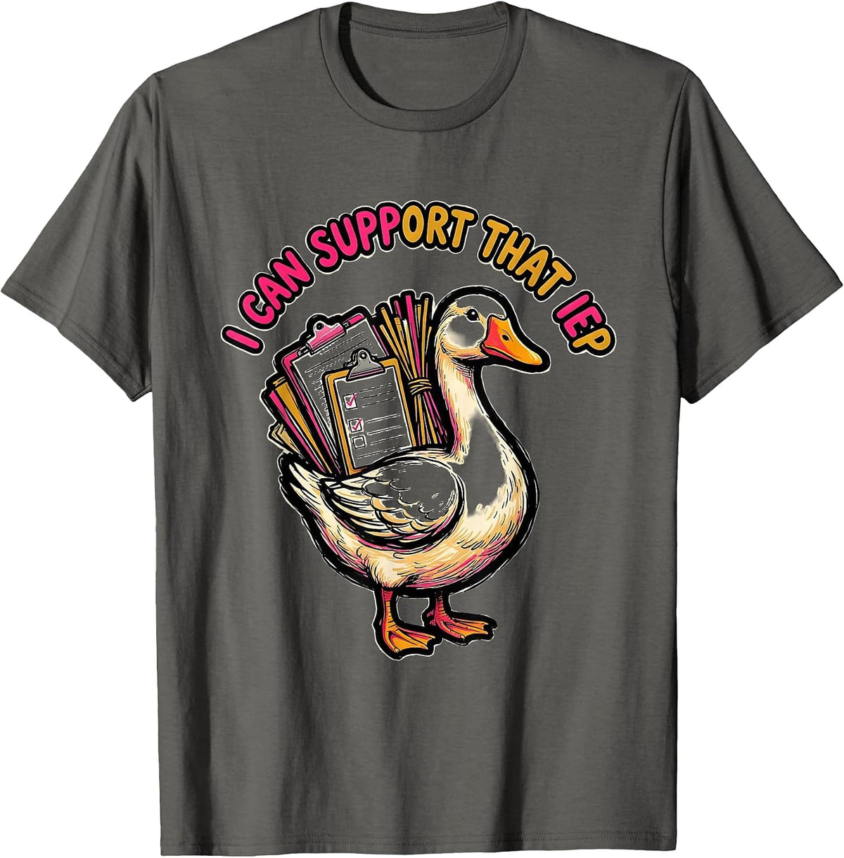 Men's I Can Support That IEP Funny Special Education Teacher SPED T-Shirt - Asphalt Grey