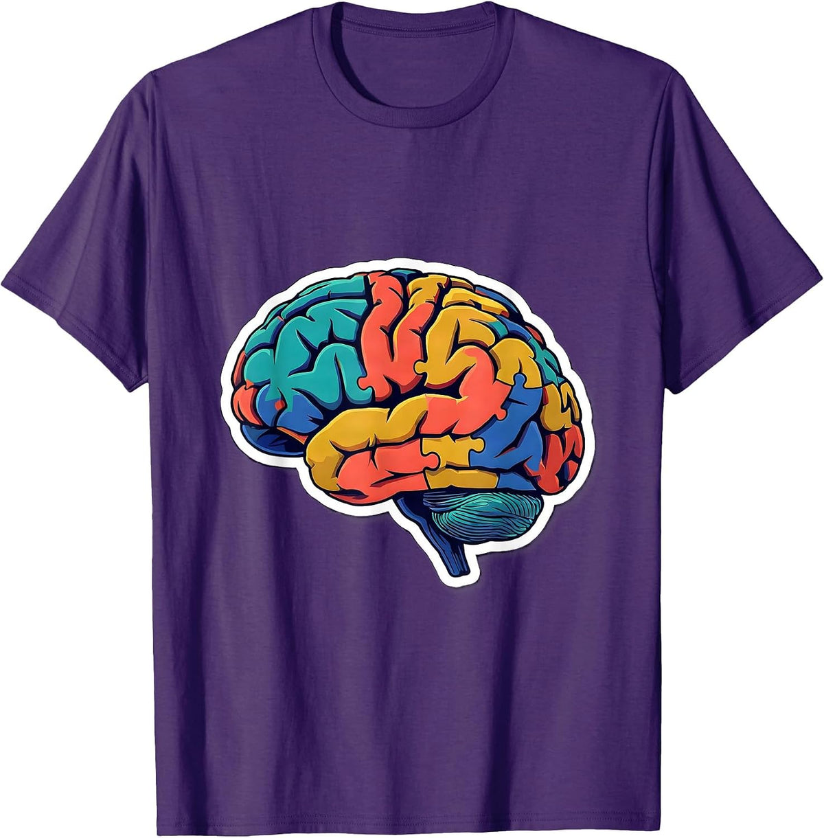 Men's Puzzle Piece Brain Special Education Design T-Shirt - Purple