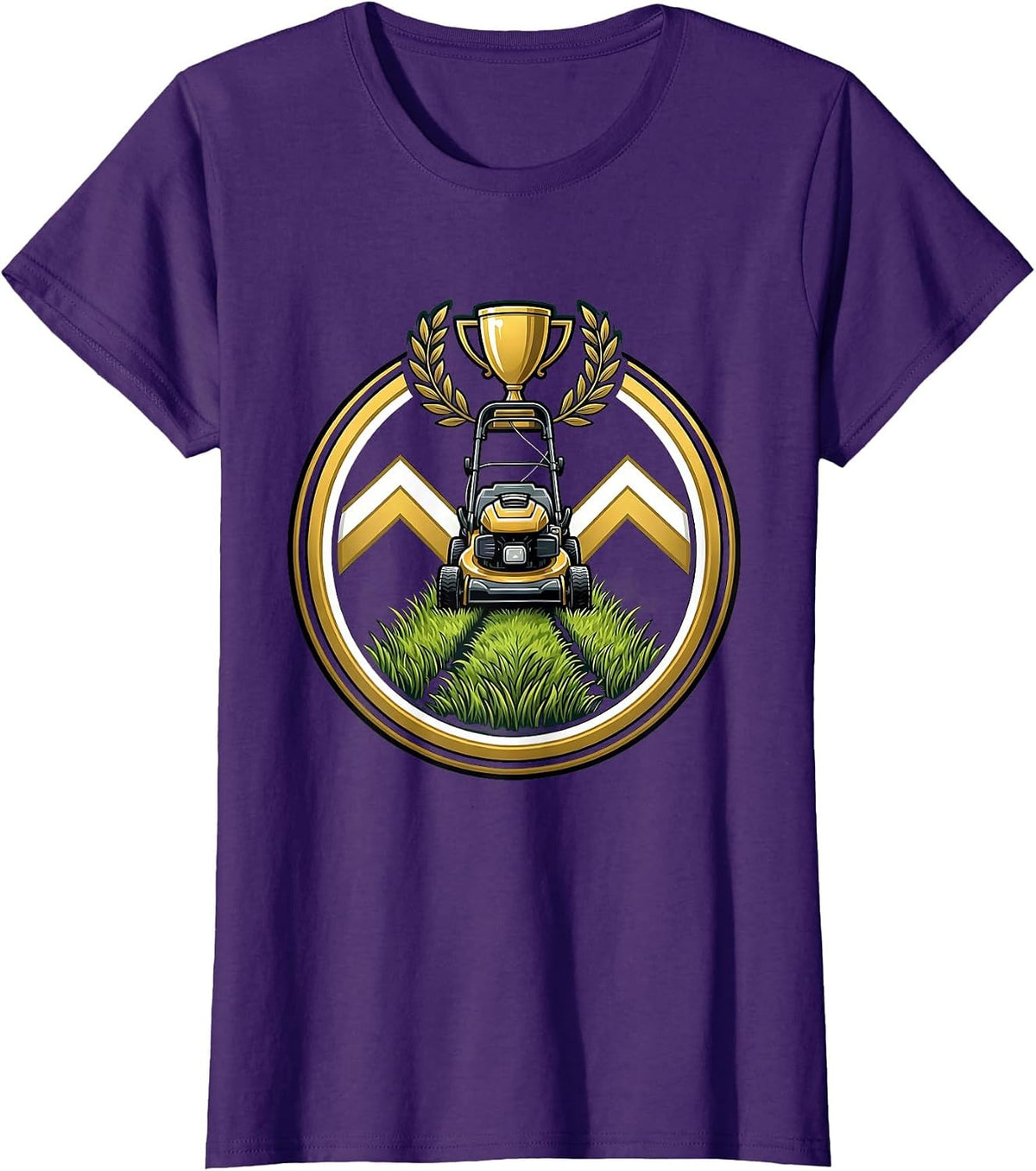 Women's Proud Bad Lawn Mowing Dad Graphic T-Shirt - Purple