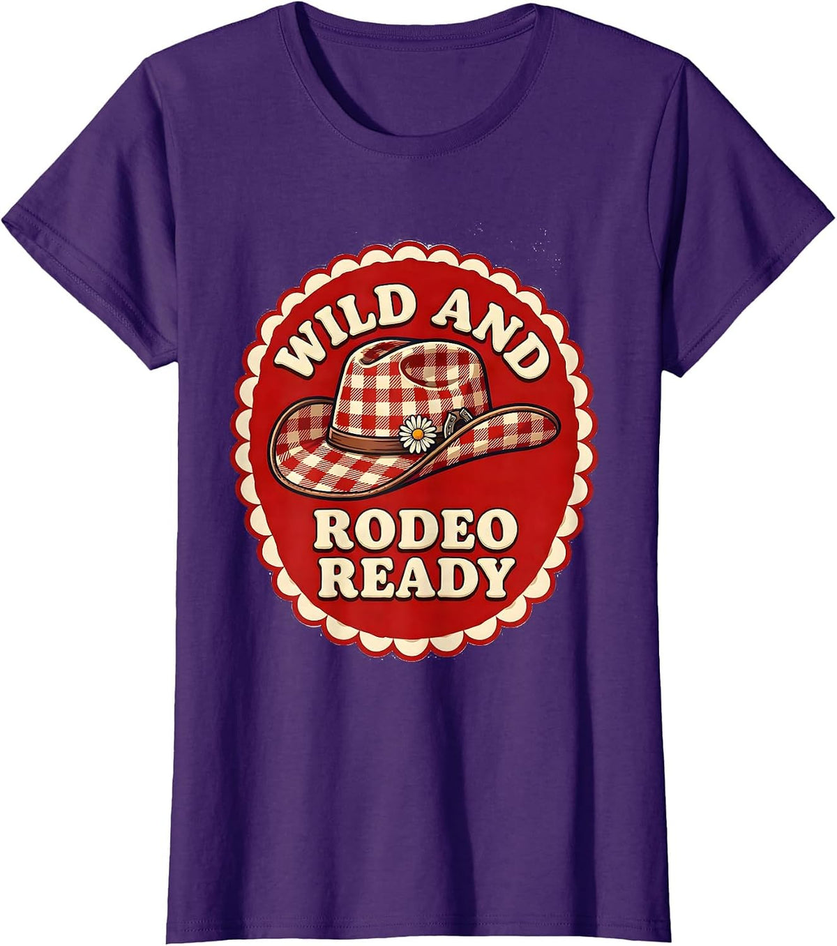 Women's Wild and Rodeo Ready Cowgirl Graphic Design T-Shirt - Purple