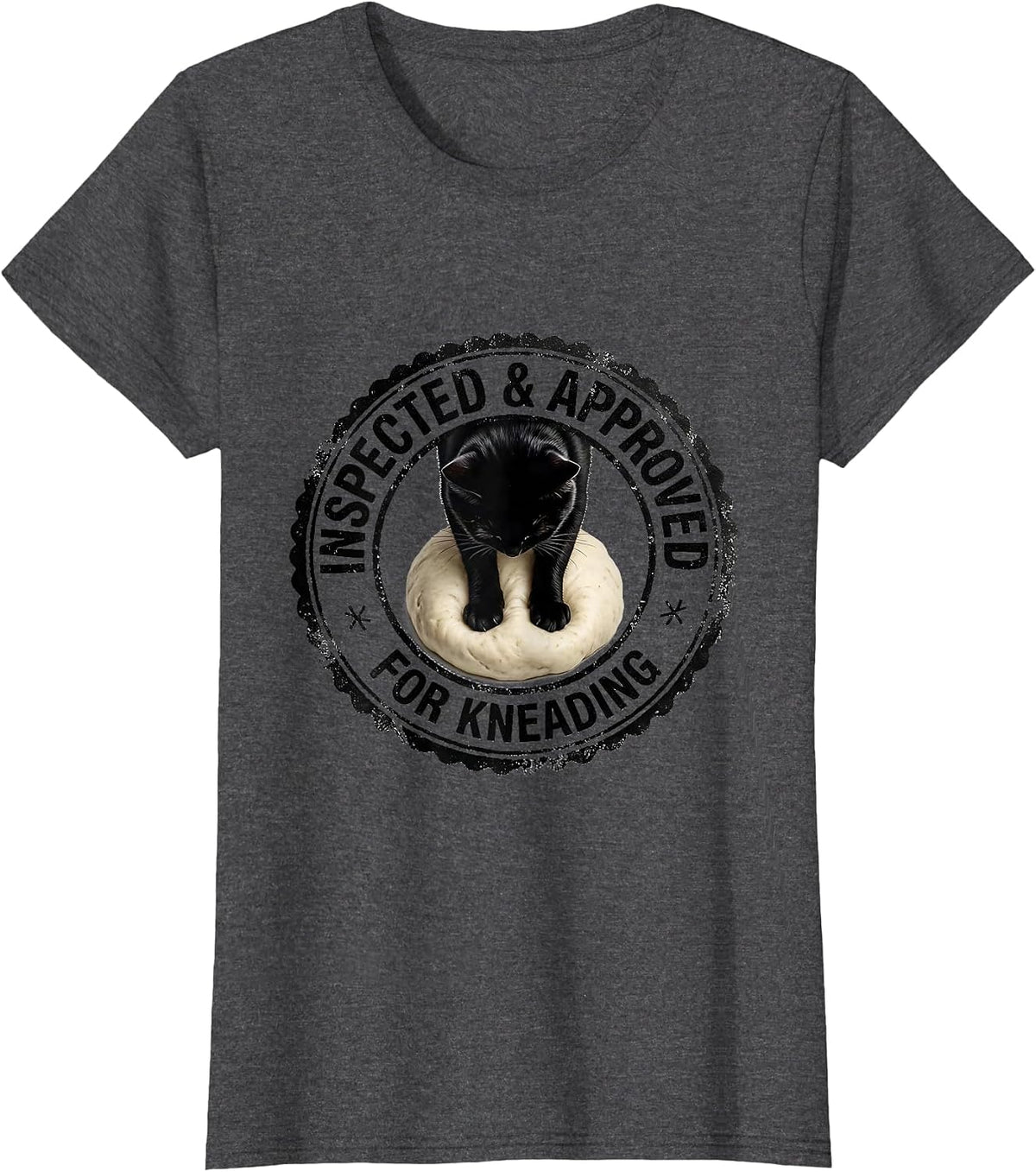Women's Inspected & Approved For Kneading Funny Cat Lover Humor T-Shirt - Dark Heather Grey