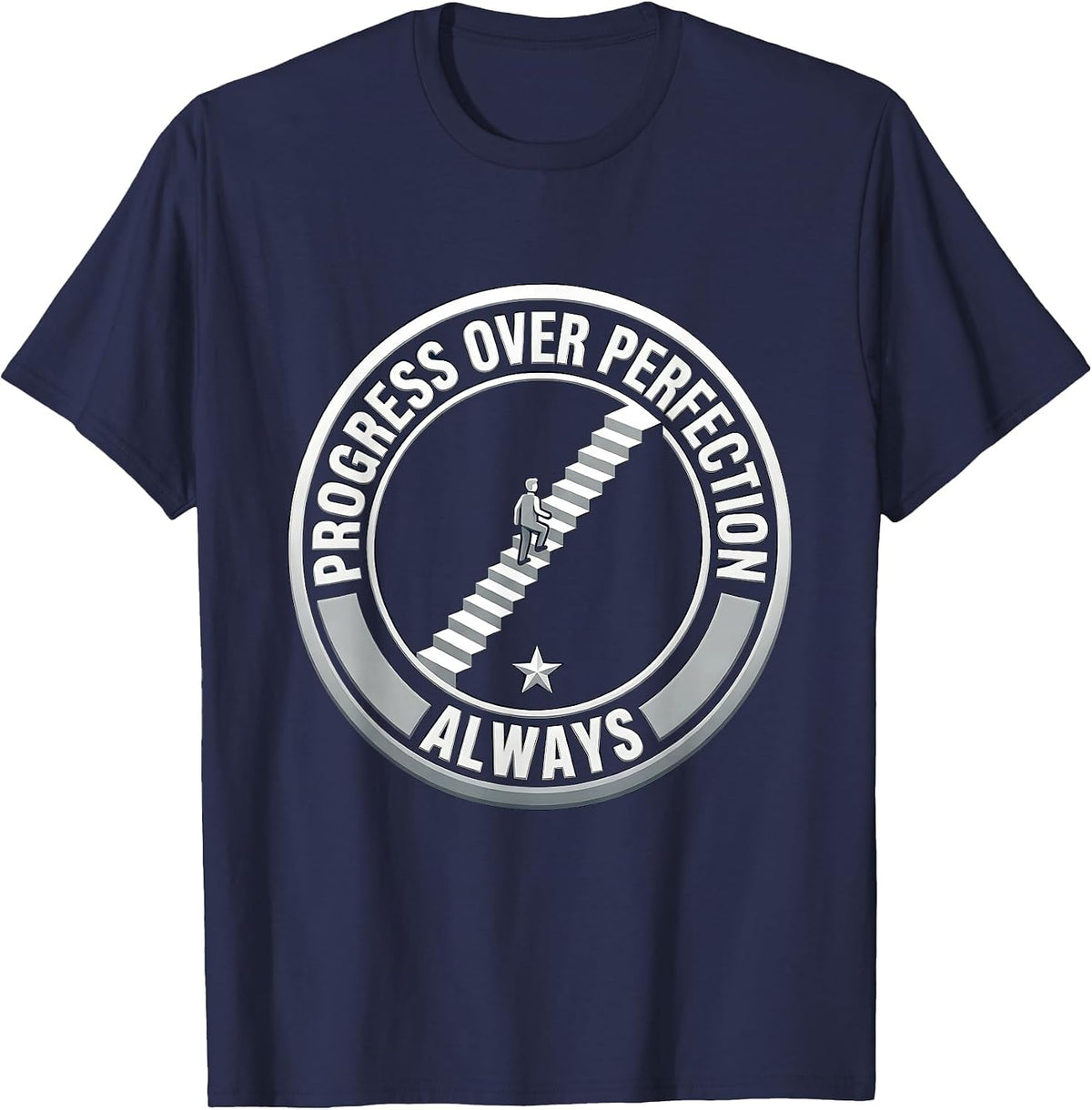Progress Over Perfection Special Education Design T-Shirt - Navy Blue