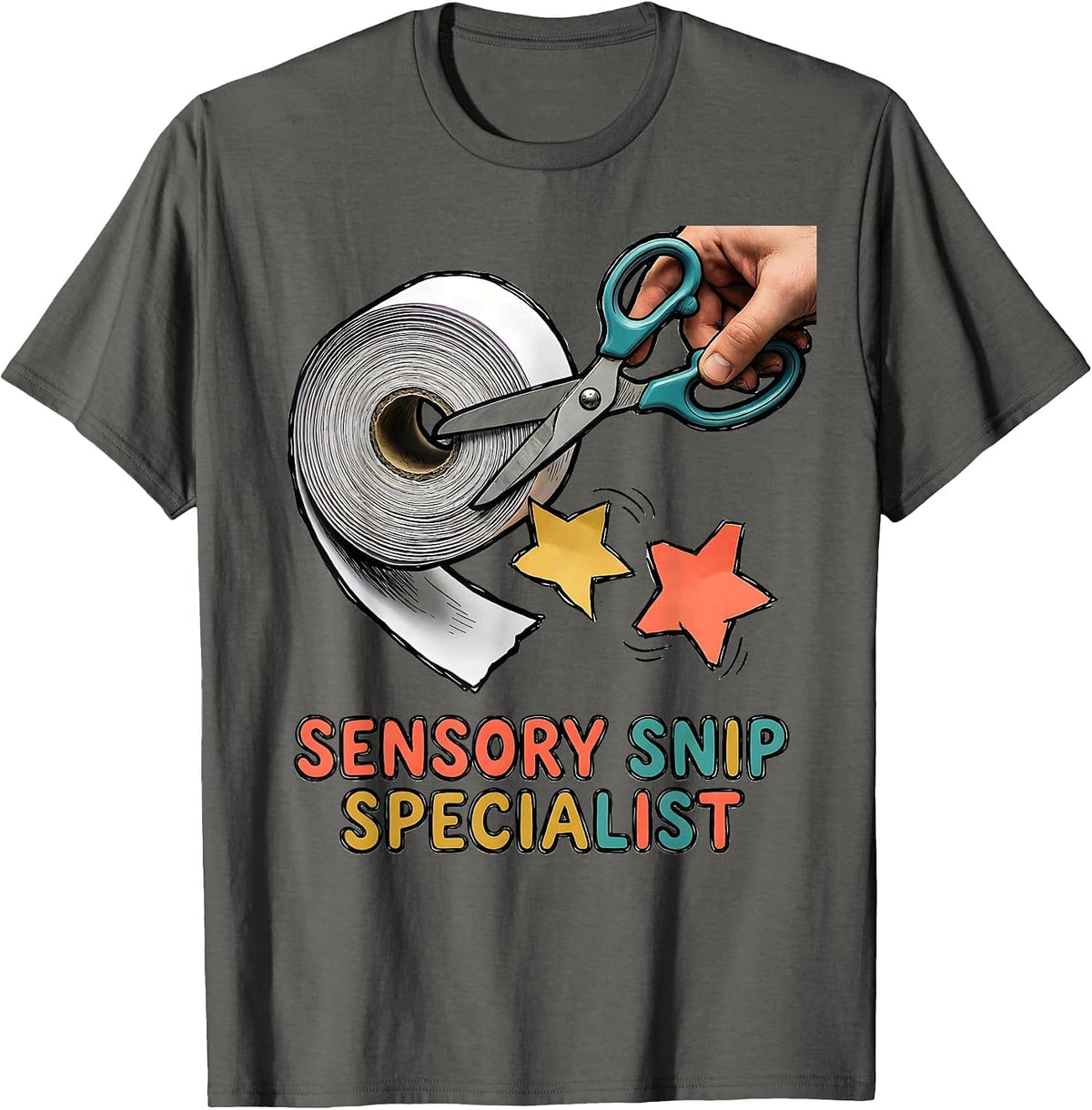 Sensory Snip Specialist Occupational Therapy Sensory T-Shirt - Asphalt Grey
