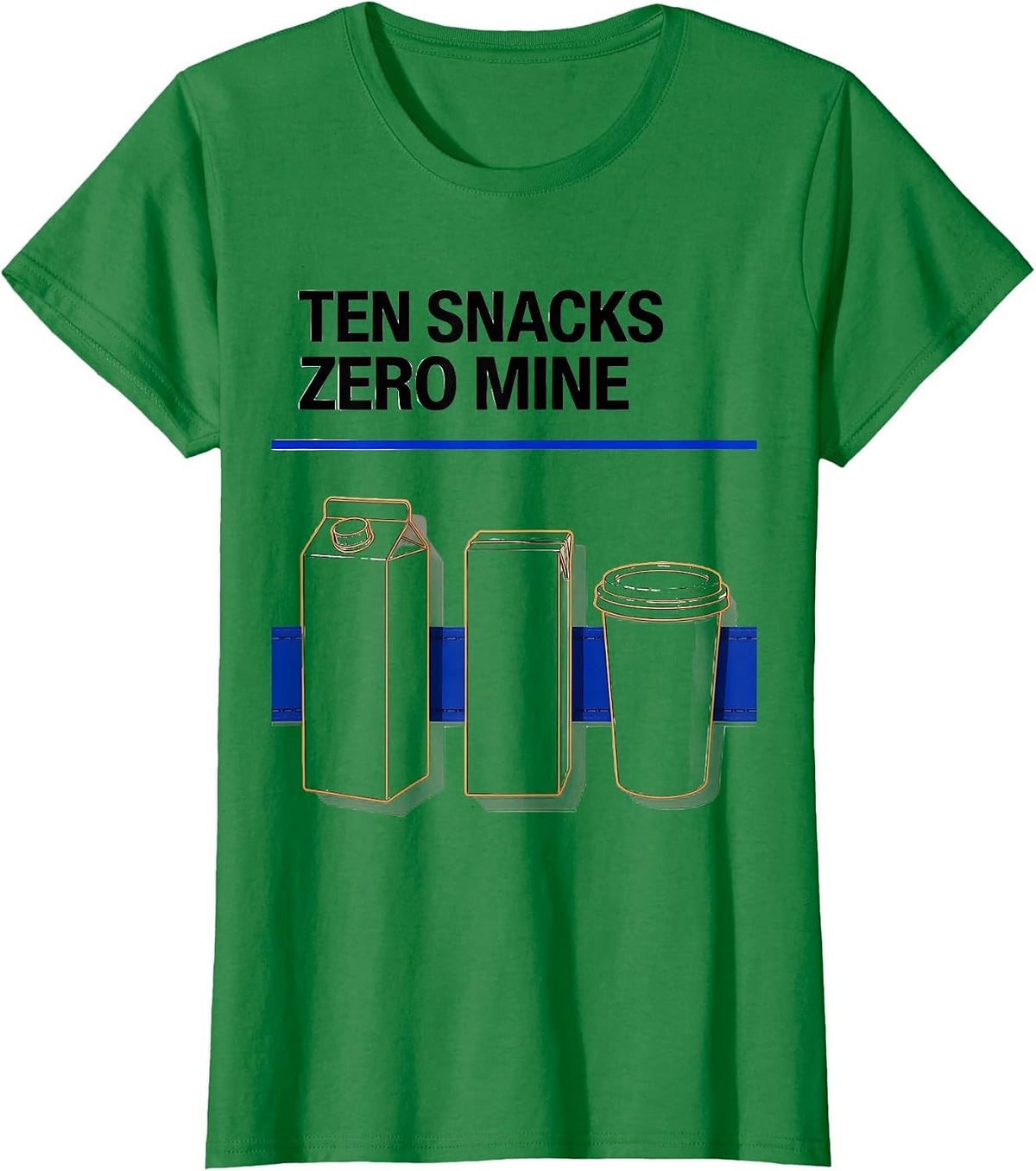 Women's Ten Snacks Zero Mine Funny Daycare Provider Childcare T-Shirt - Kelly Green