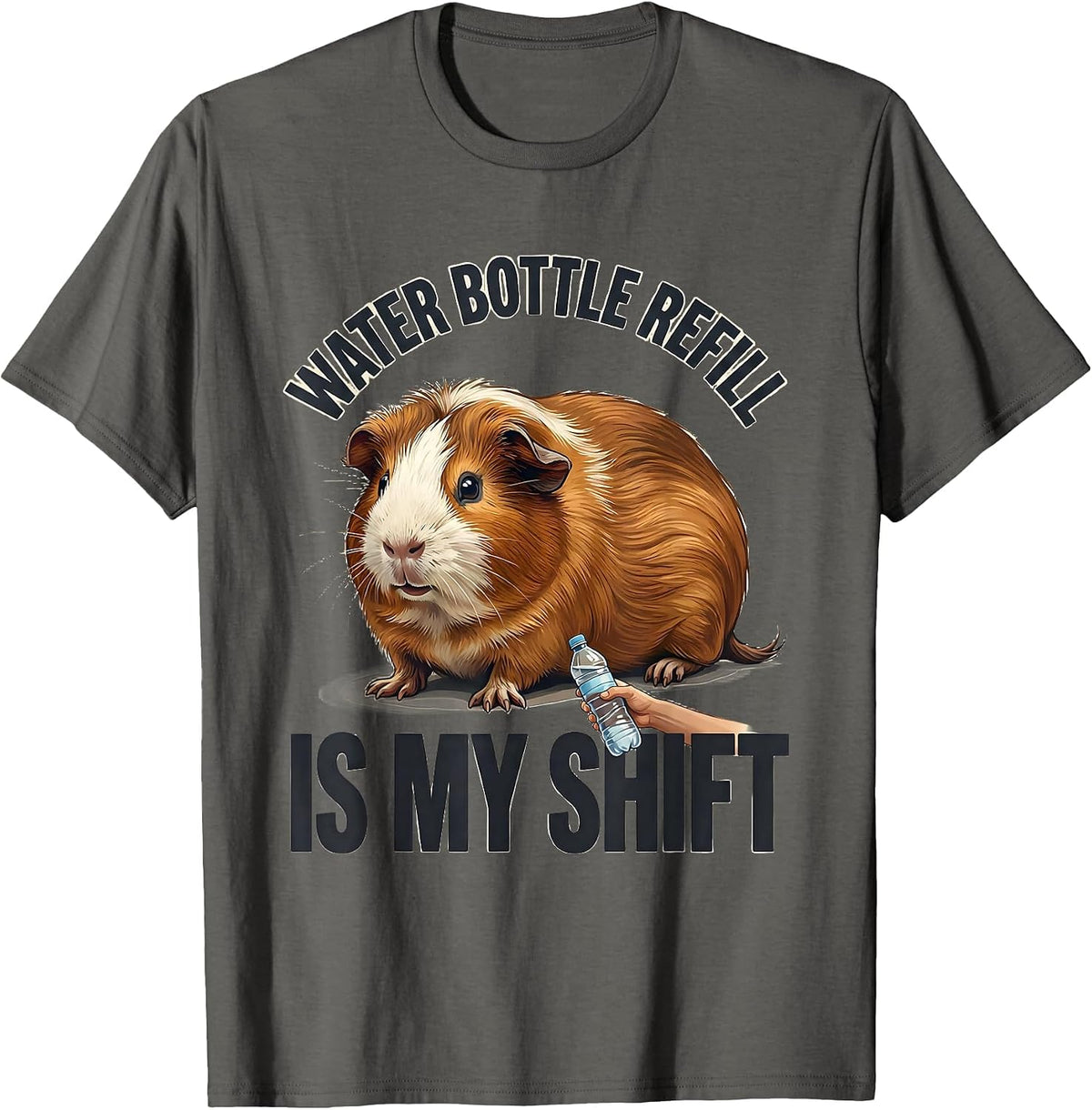Men's Water Bottle Refill Is My Shift Funny Guinea Pig Pet Lover T-Shirt - Asphalt Grey