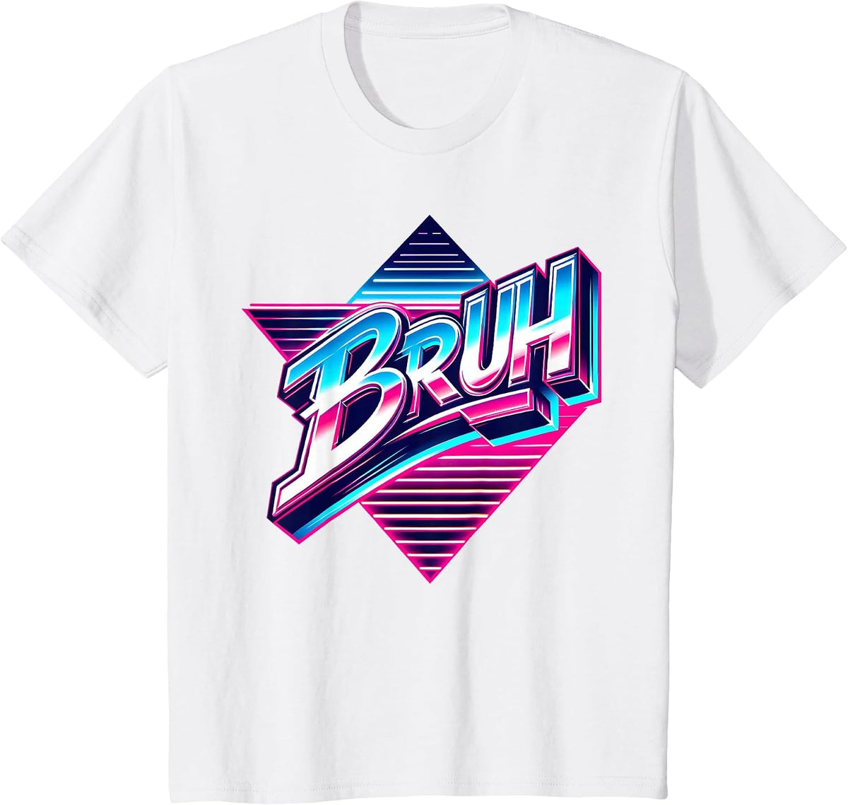 Retro Bruh Meme Synthwave 80s Vintage Boys Mens Funny Saying T-Shirt - White