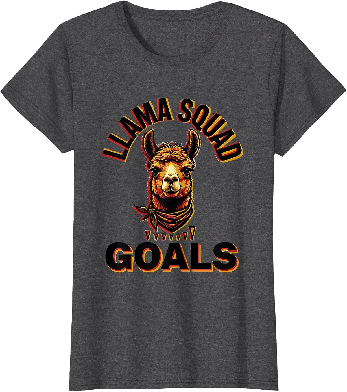 Women's Llama Squad Goals Funny Llama Lover Group Novelty T-Shirt - Dark Heather Grey