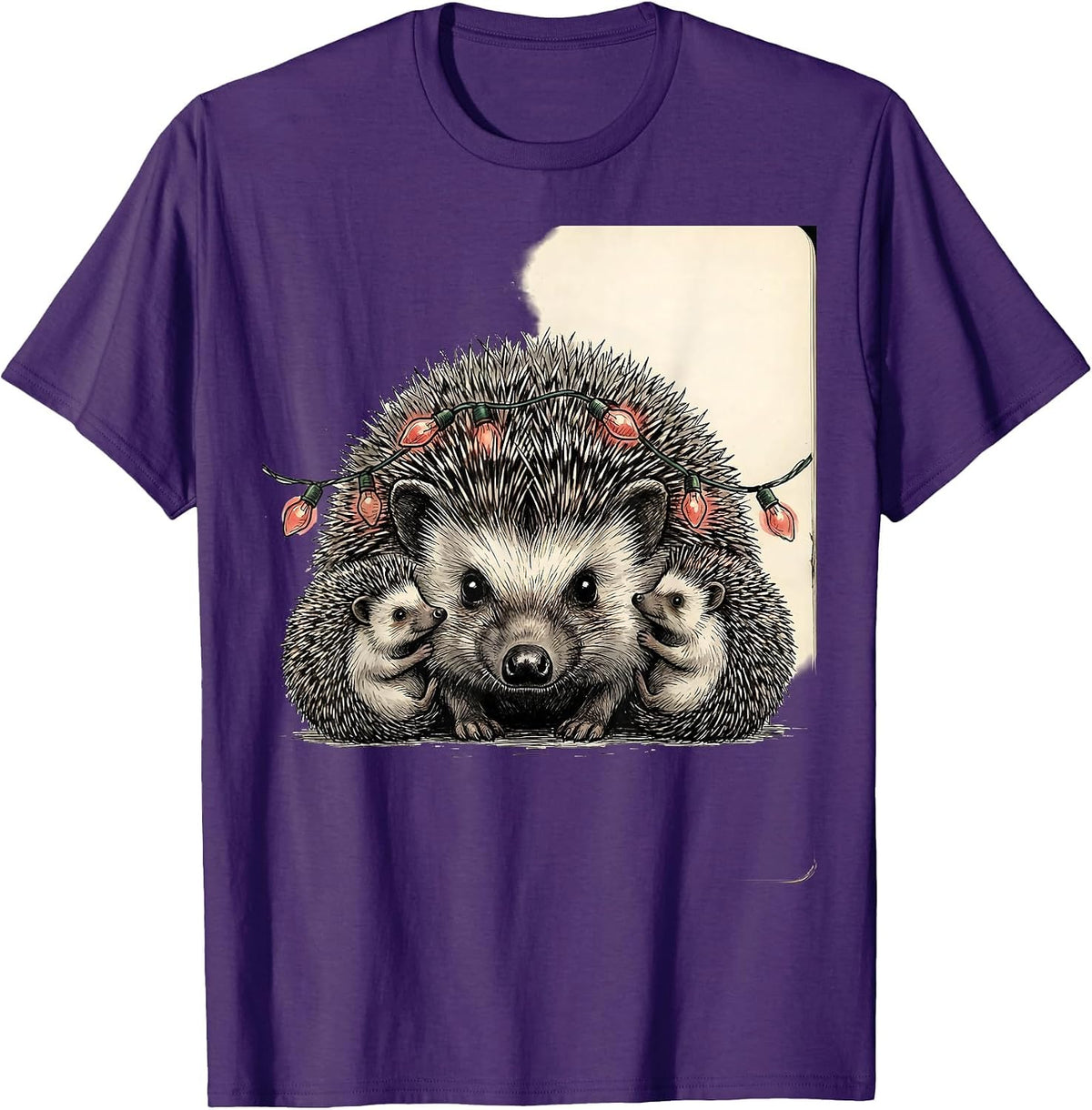 Men's Hedgehog Family Cute Christmas Animal Lover Holiday T-Shirt - Purple