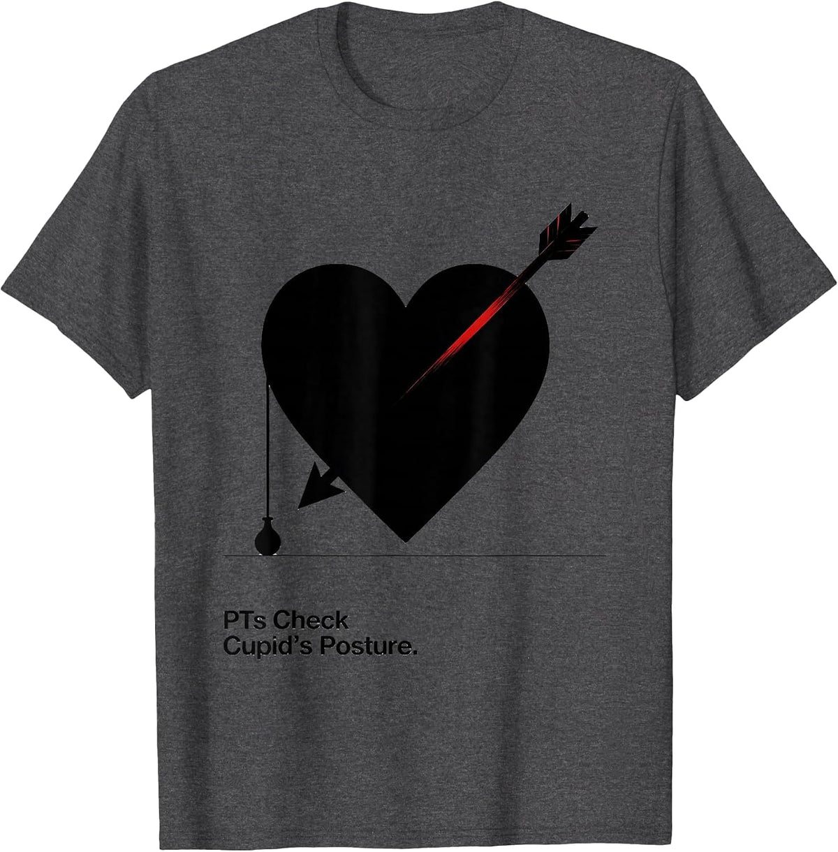 PTs Check Cupid's Posture Funny Physical Therapist Holiday T-Shirt - Dark Heather Grey