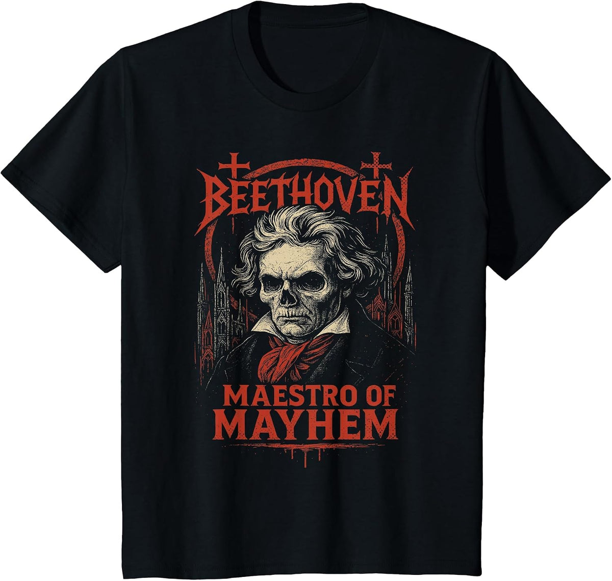 Ludwig Van Beethoven Classical Music Composer Death Metal T-Shirt - Black