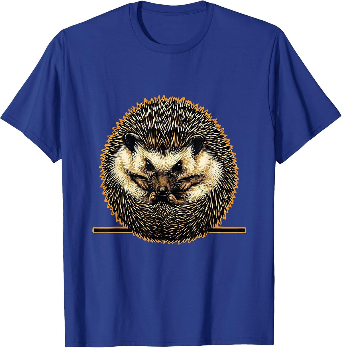 Curled Hedgehog Wood Type Letterpress Cute Animal Lover T-Shirt - Royal Blue