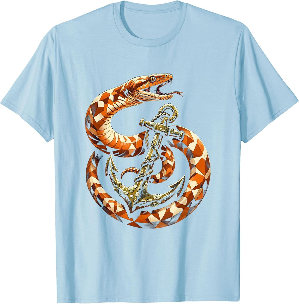 Moray Eel Sunken Ship Anchor Hawaiian Design T-Shirt - Baby Blue