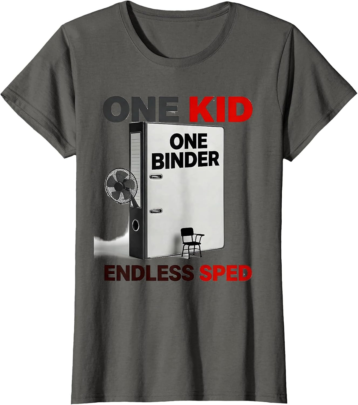 Women's One Kid One Binder Endless SPED Special Education Teacher T-Shirt - Asphalt Grey