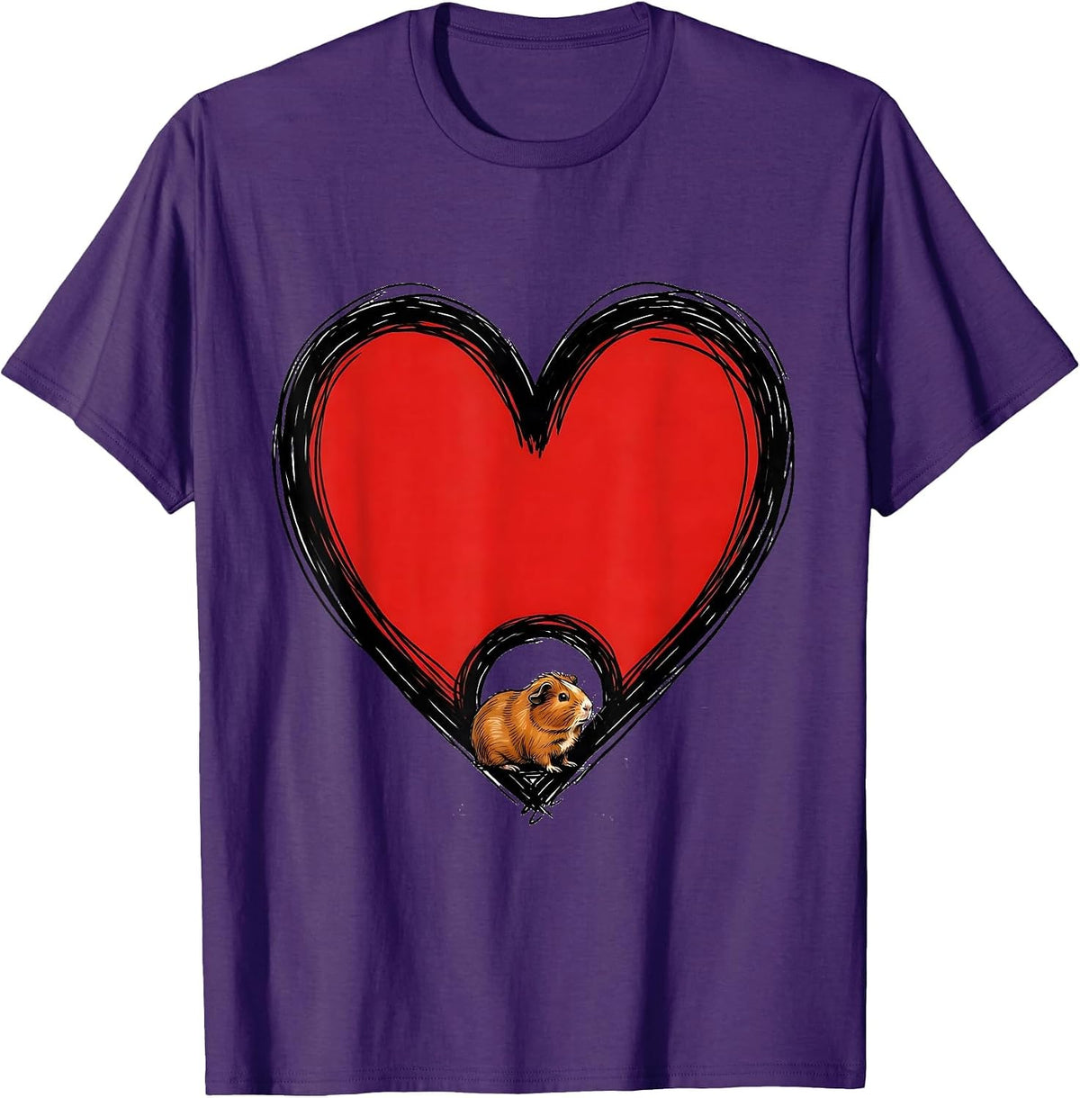 Heart Guinea Pig Fan Gift Cute Animal Lover T-Shirt - Purple