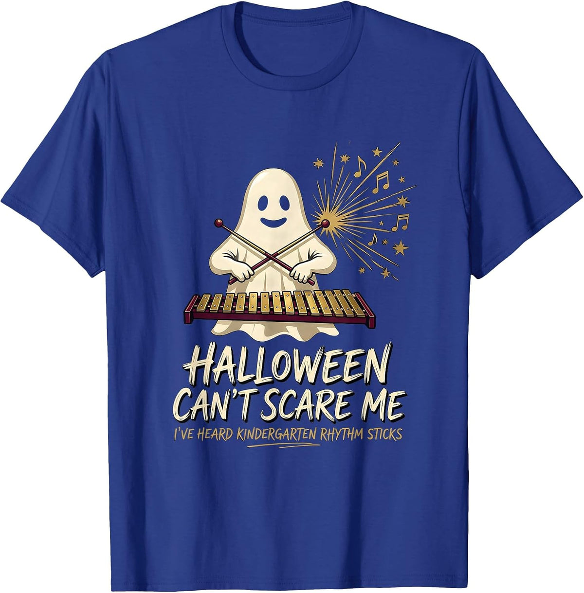 Halloween Can't Scare Me Music Teacher Ghost Humor T-Shirt - Royal Blue