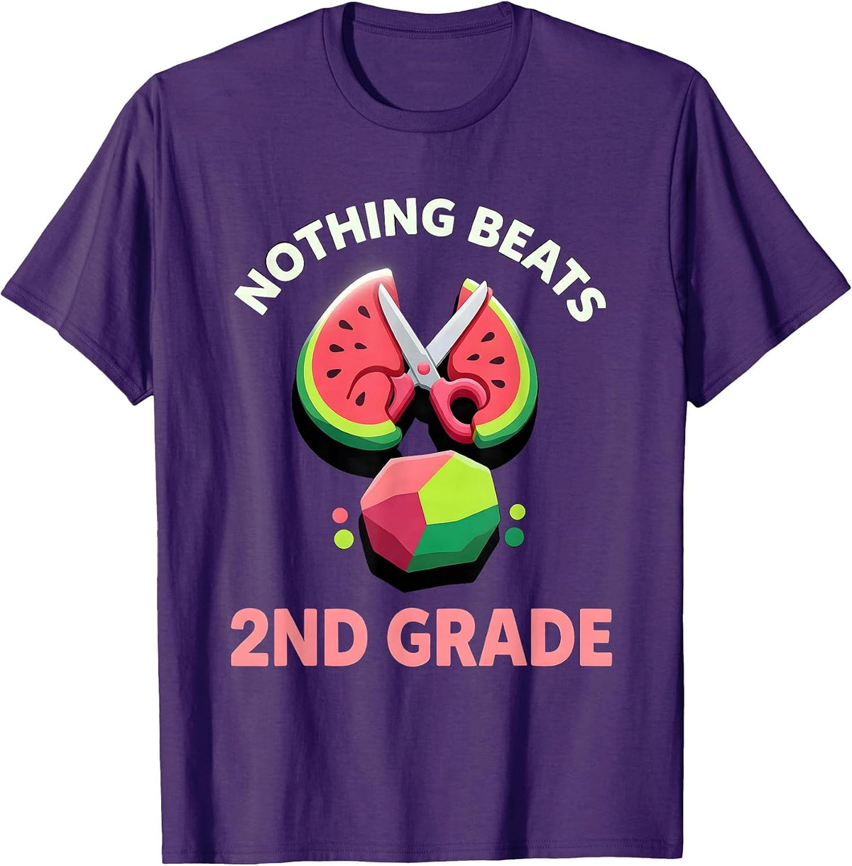 Men's Nothing Beats 2nd Grade Back to School Rock Paper Scissors T-Shirt - Purple