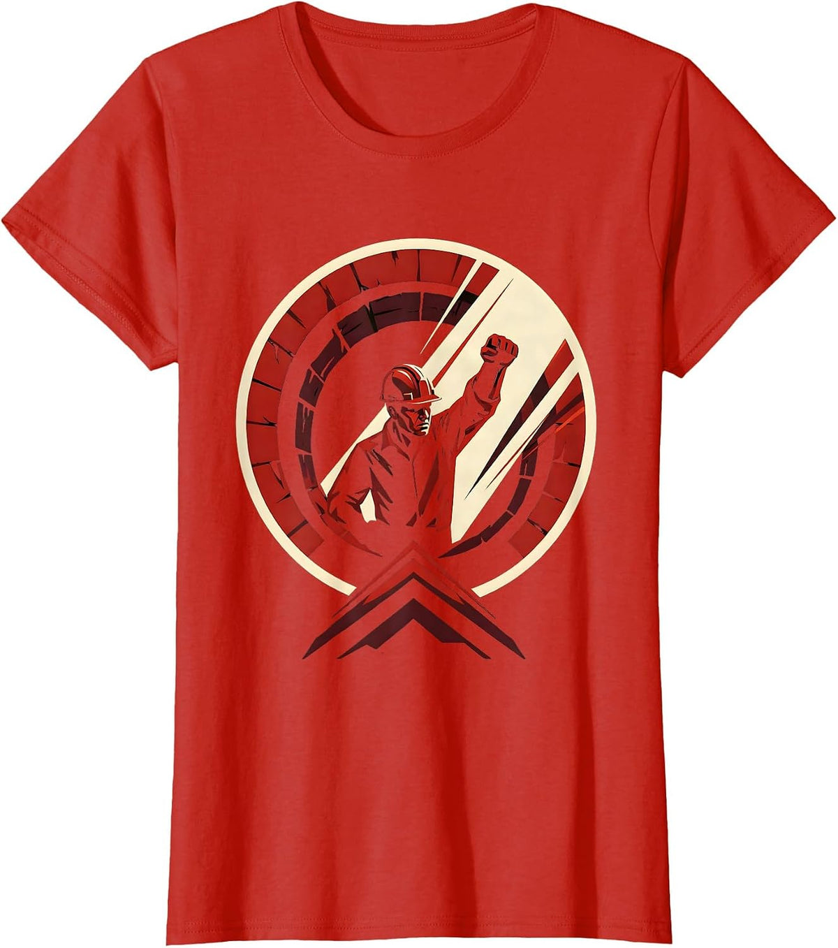 Miner Emerging From Tunnel Shaft Graphic T-Shirt - Red