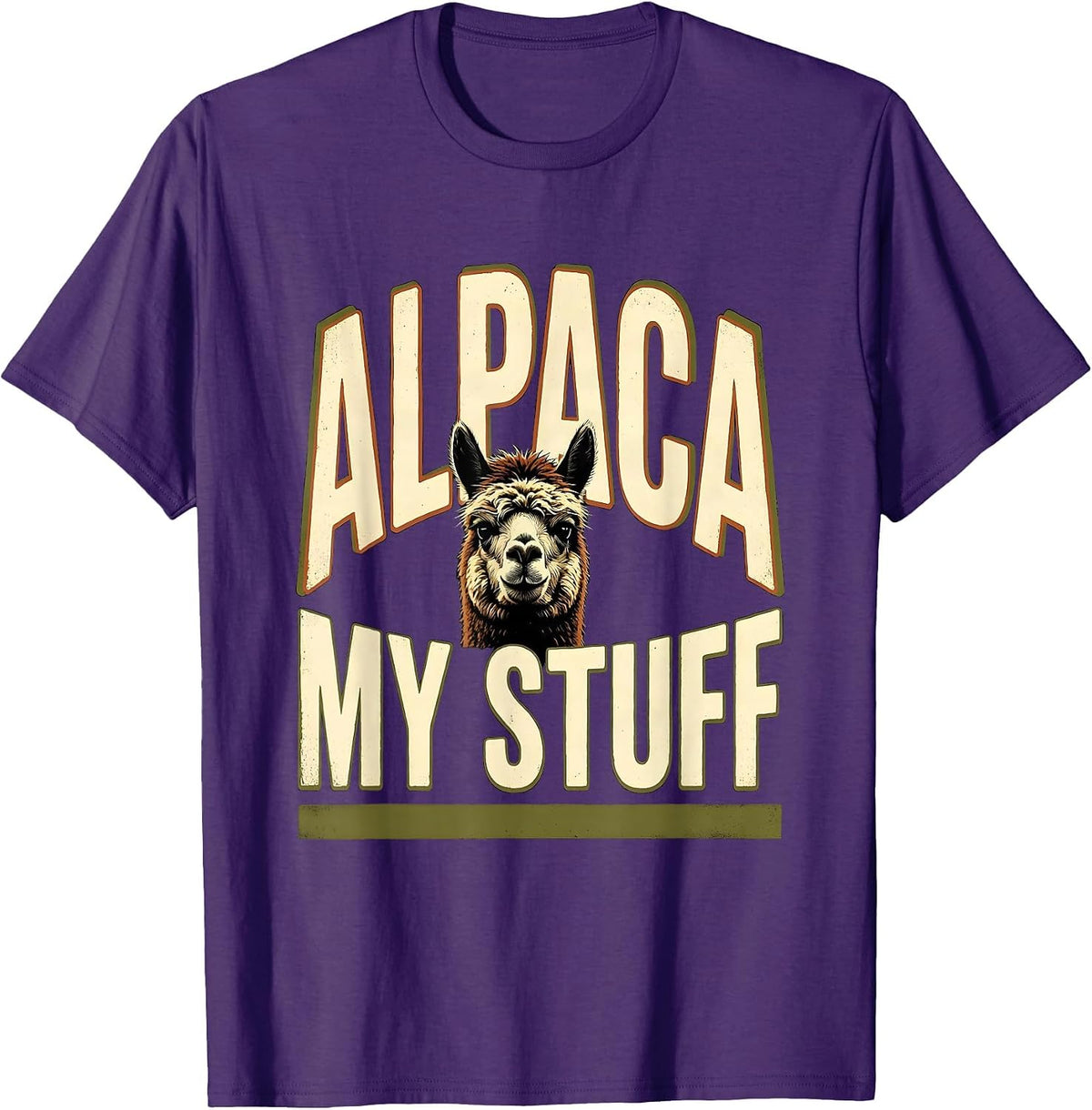 Men's Alpaca My Stuff Funny Alpaca Lover Humor Graphic T-Shirt - Purple