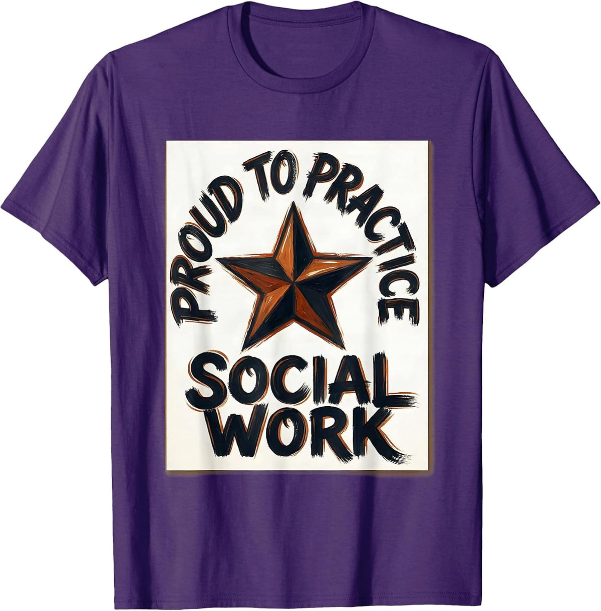 Proud To Practice Social Work Vintage Sign Painter Showcard T-Shirt - Purple