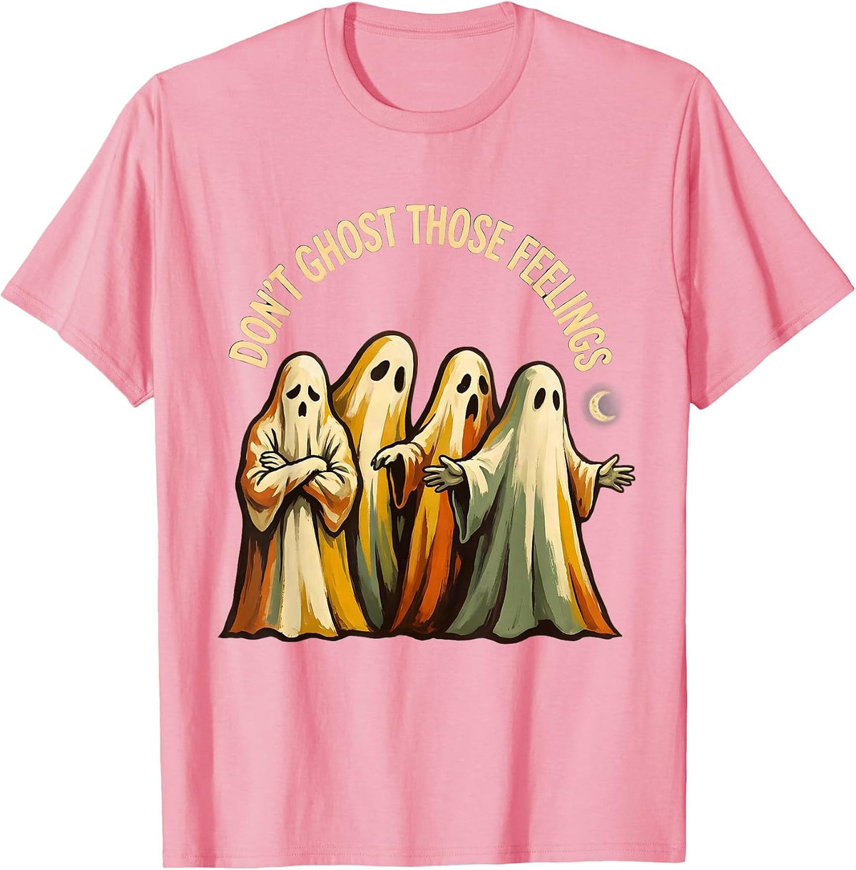 Men's Don't Ghost Those Feelings Halloween Mental Health Counselor T-Shirt - Pink
