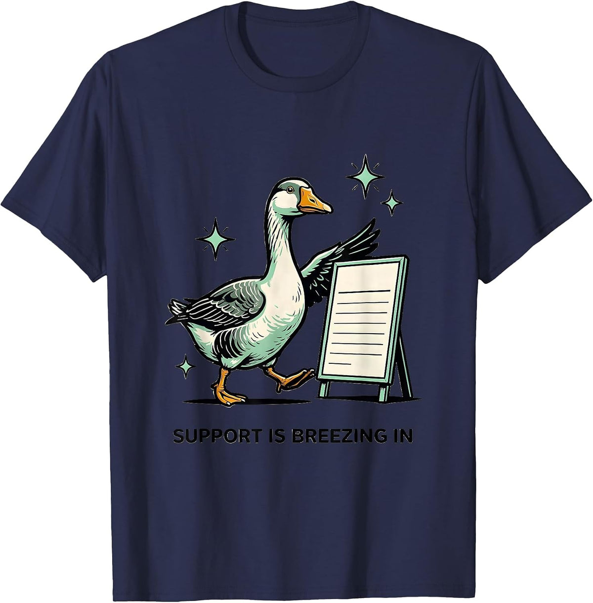 Support Is Breezing In Bold Bubbly Special Education Teacher T-Shirt - Navy Blue