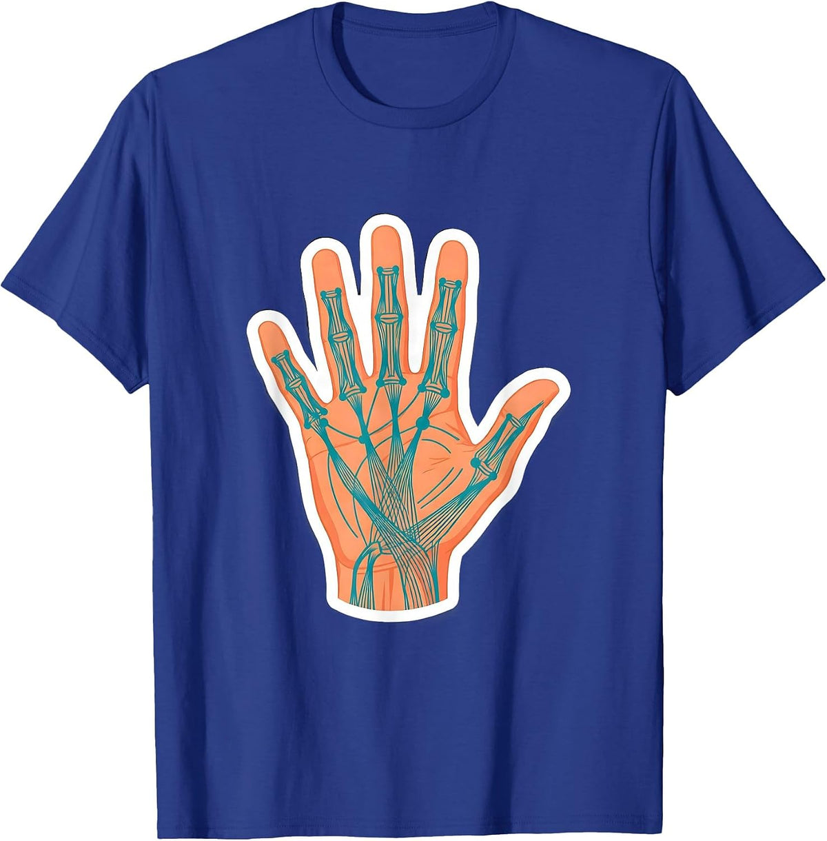 Occupational Therapy Hand Anatomy Illustration T-Shirt - Royal Blue