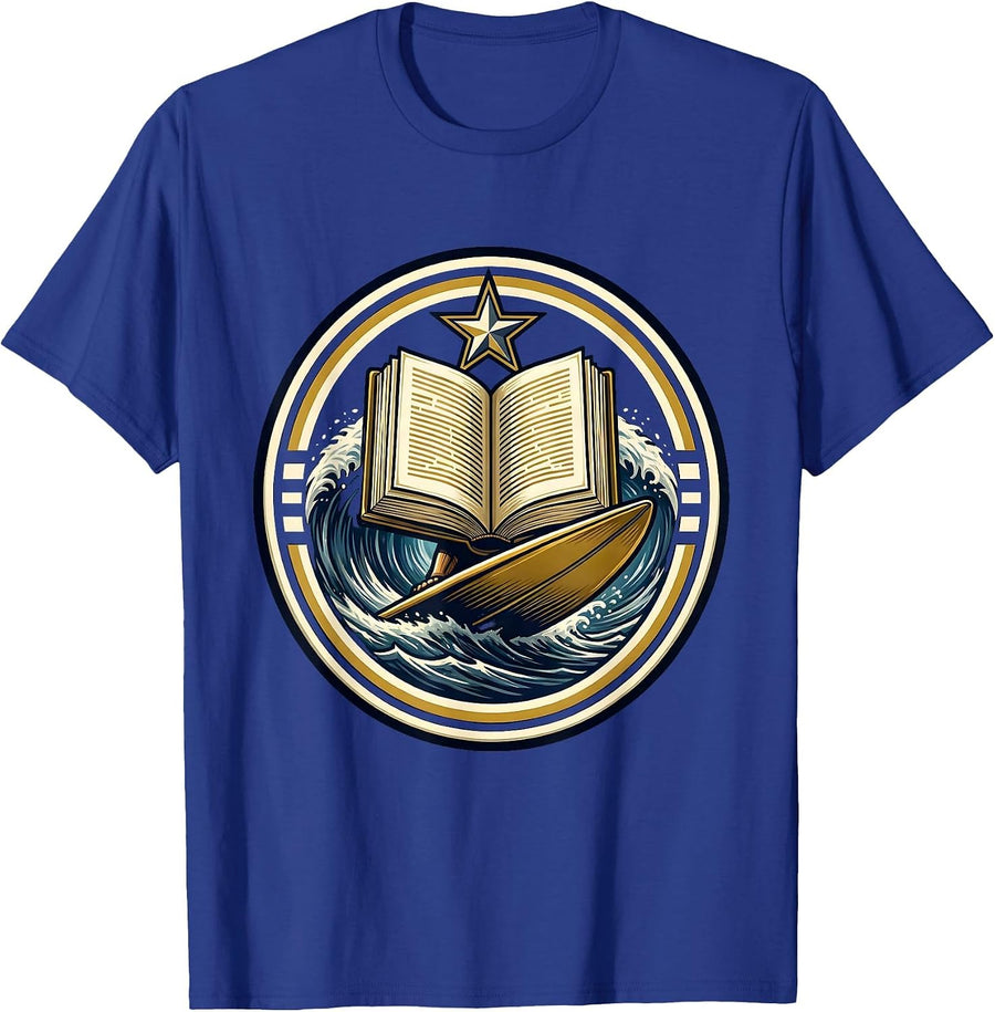 Reading Is My Favorite Sport Giant Book Surfer T-Shirt - Royal Blue