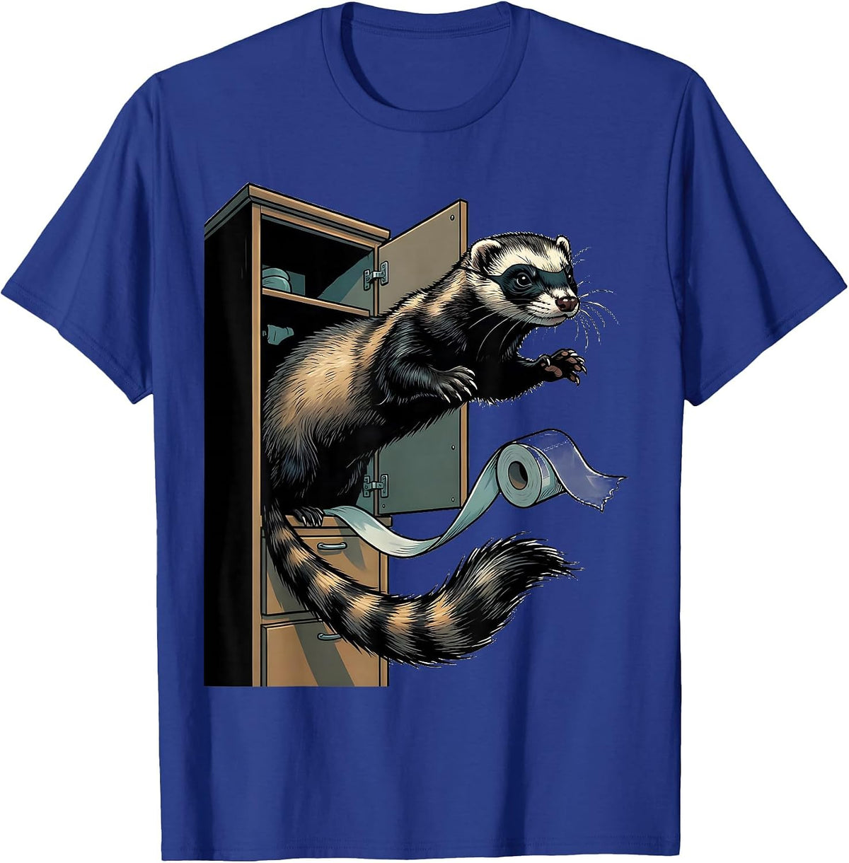 Men's Masked Ferret Bathroom Humor Ferret Lover Gift T-Shirt - Royal Blue