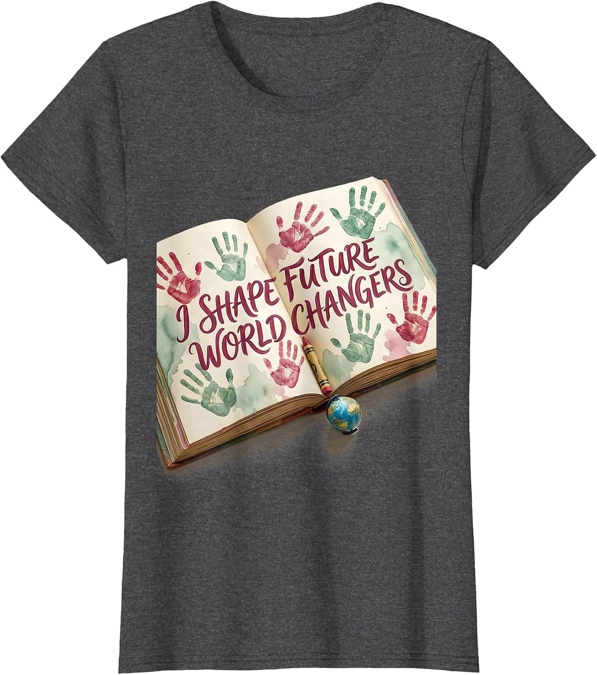 Women's I Shape Future World Changers PreK Teacher T-Shirt - Dark Heather Grey