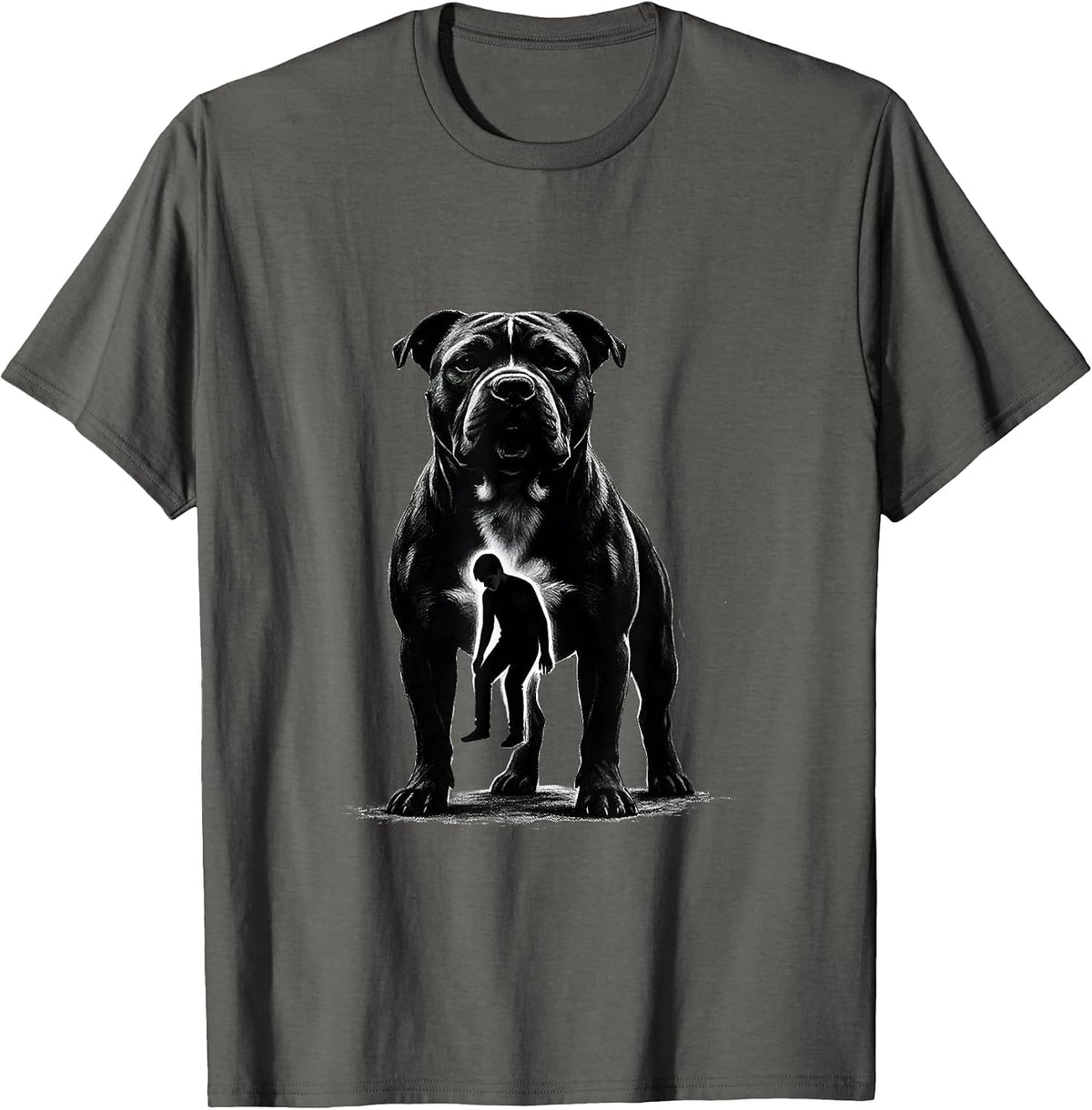 Pit Bull Mom Dog Lover Minimalist Silhouette T-Shirt - Asphalt Grey