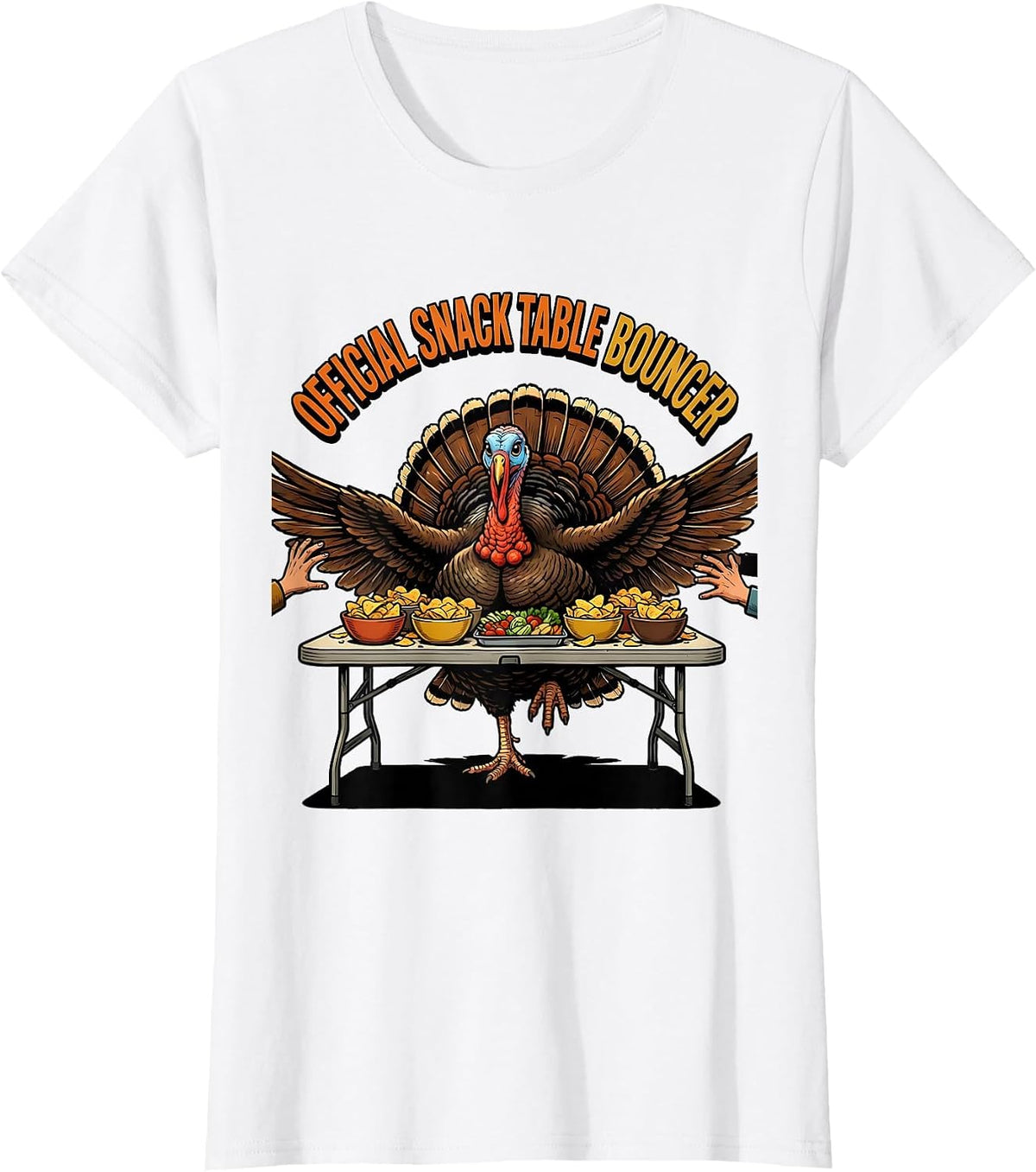 Women's Official Snack Table Bouncer Funny Turkey Family T-Shirt - White