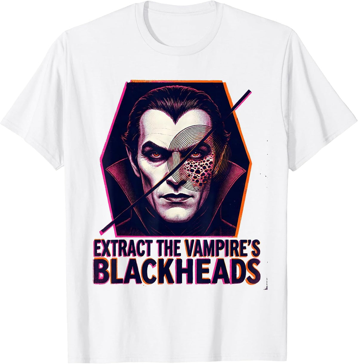 Men's Extract The Vampire's Blackheads Risograph Halloween T-Shirt - White