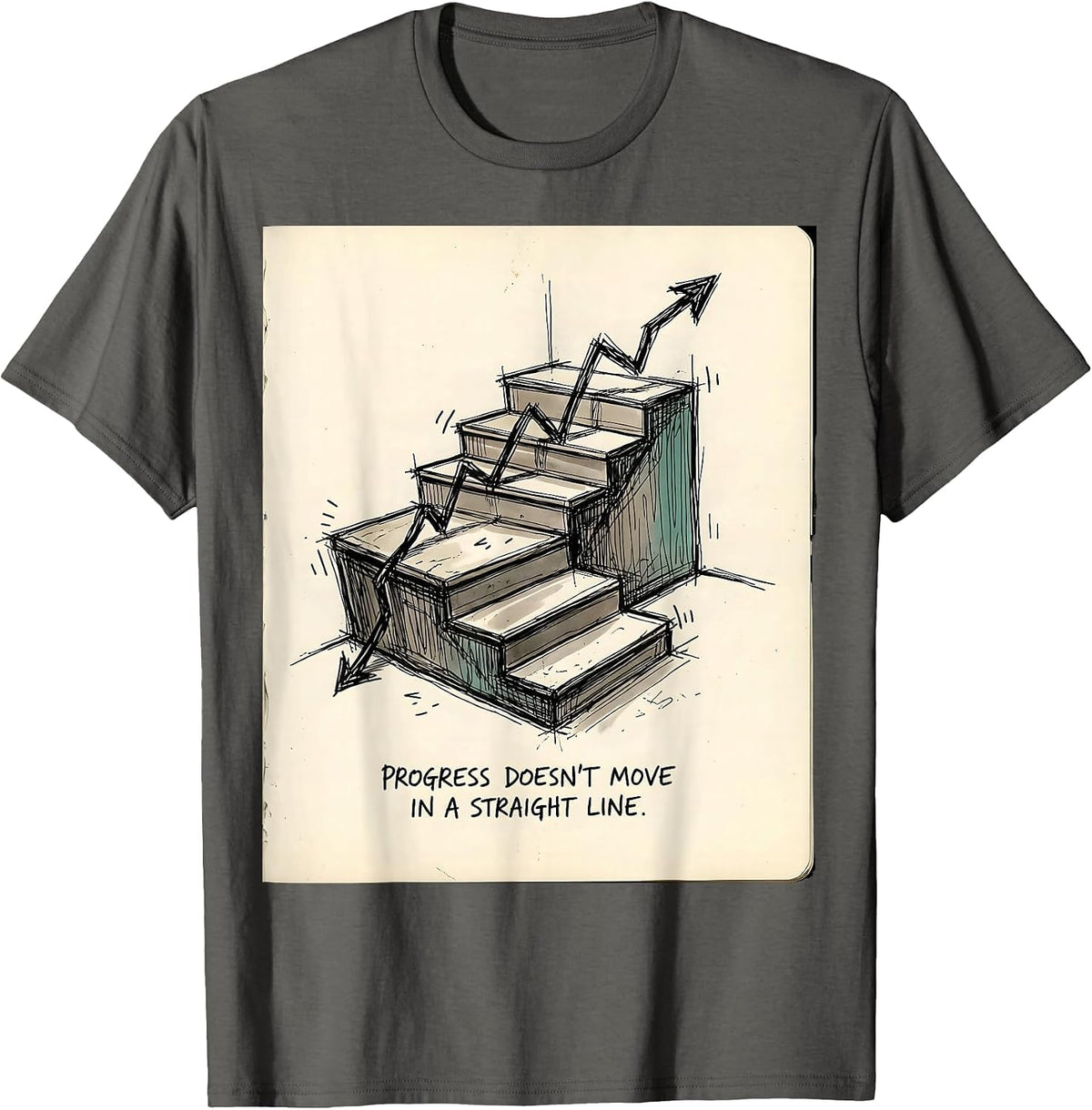 Progress Doesn't Move In A Straight Line Special Education T-Shirt - Asphalt Grey