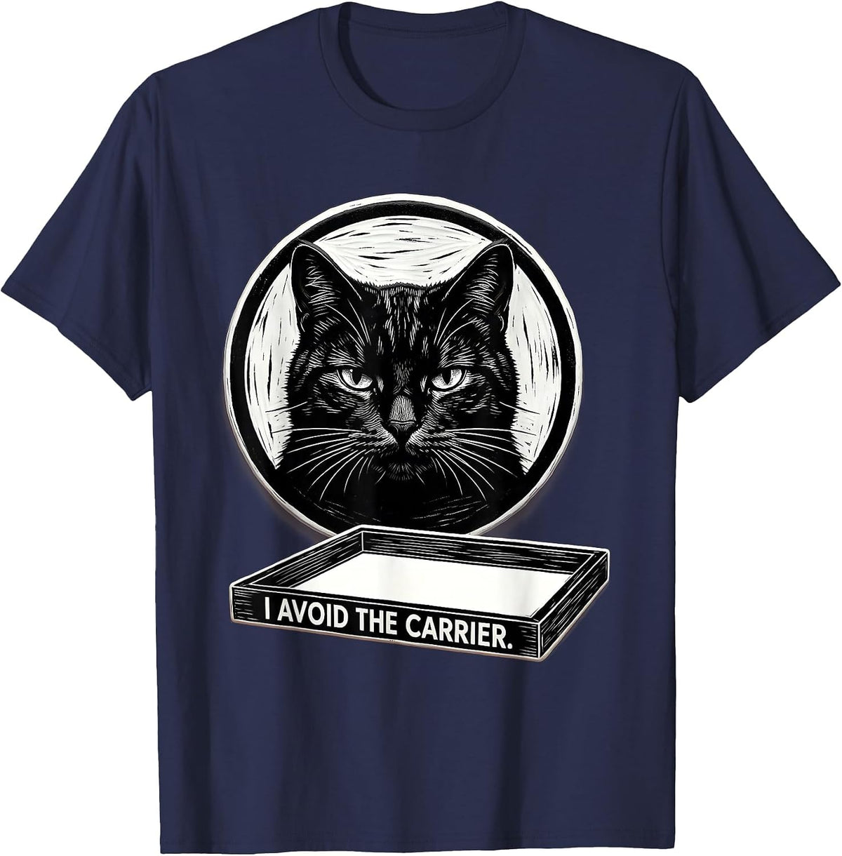 I Avoid The Carrier Funny Cat Meme Internet Humor Cat Lover T-Shirt - Navy Blue