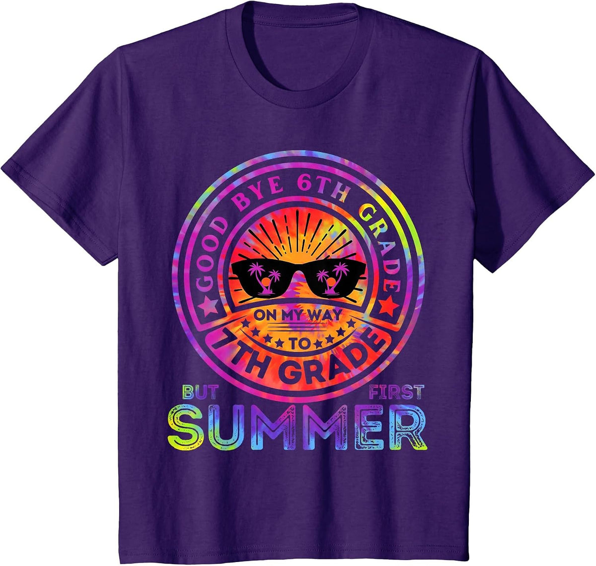 Goodbye 6th Grade Graduation to 7th Grade First Summer Kids T-Shirt - Purple