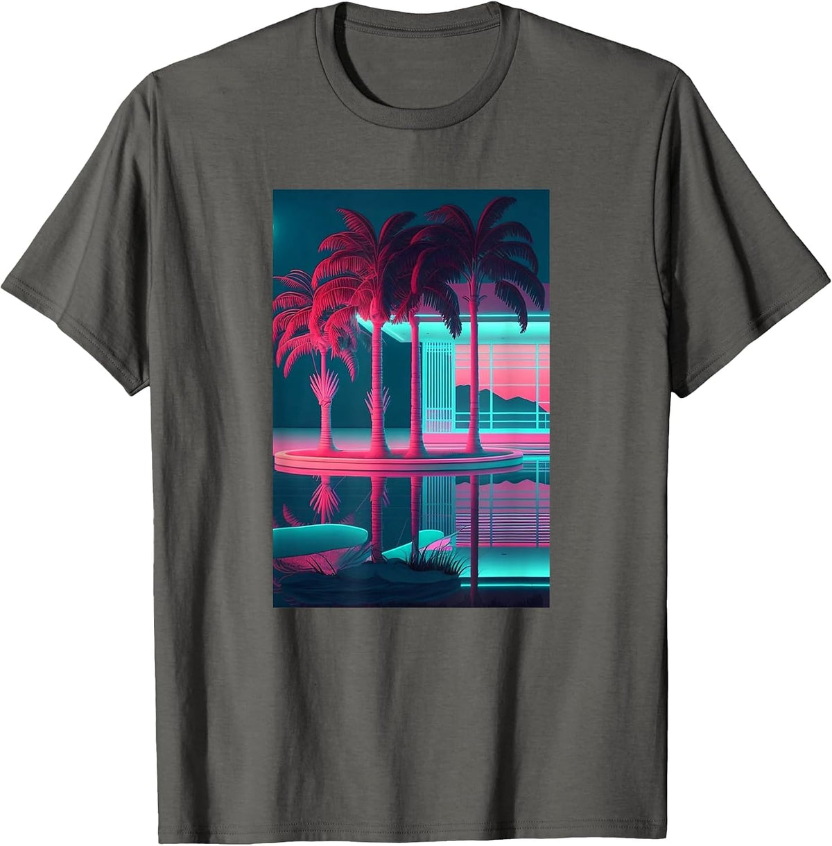 Vaporwave Aesthetic - Trippy Tropical Vapor Wave T-Shirt - Asphalt Grey