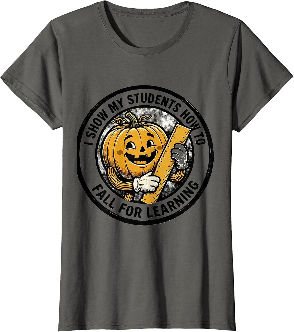 Women's I Show My Students How To Fall For Learning Retro Teacher T-Shirt - Asphalt Grey