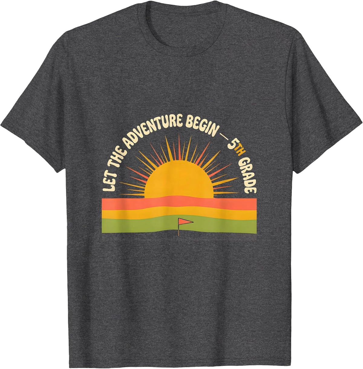 Let The Adventure Begin 5th Grade Retro 70s Back To School T-Shirt - Dark Heather Grey