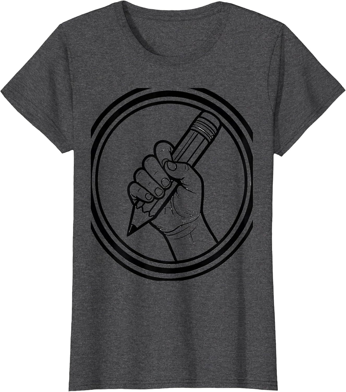 Women's Occupational Therapy Pencil Grip Child Illustration T-Shirt - Dark Heather Grey