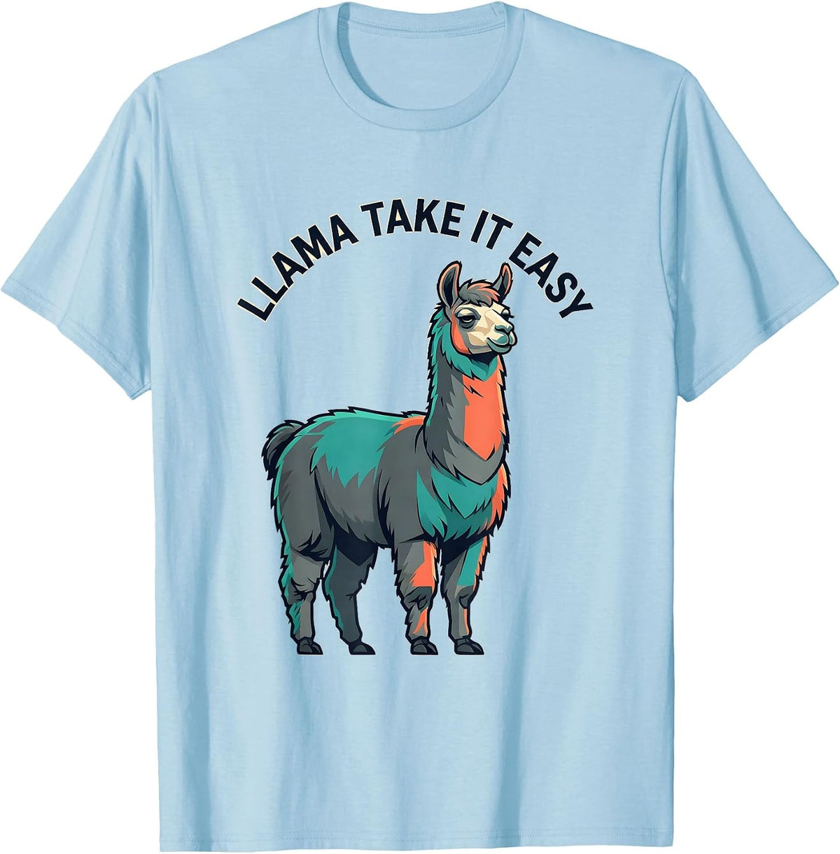 Men's Llama Take It Easy Funny Llama Alpaca Humor Gift T-Shirt - Baby Blue