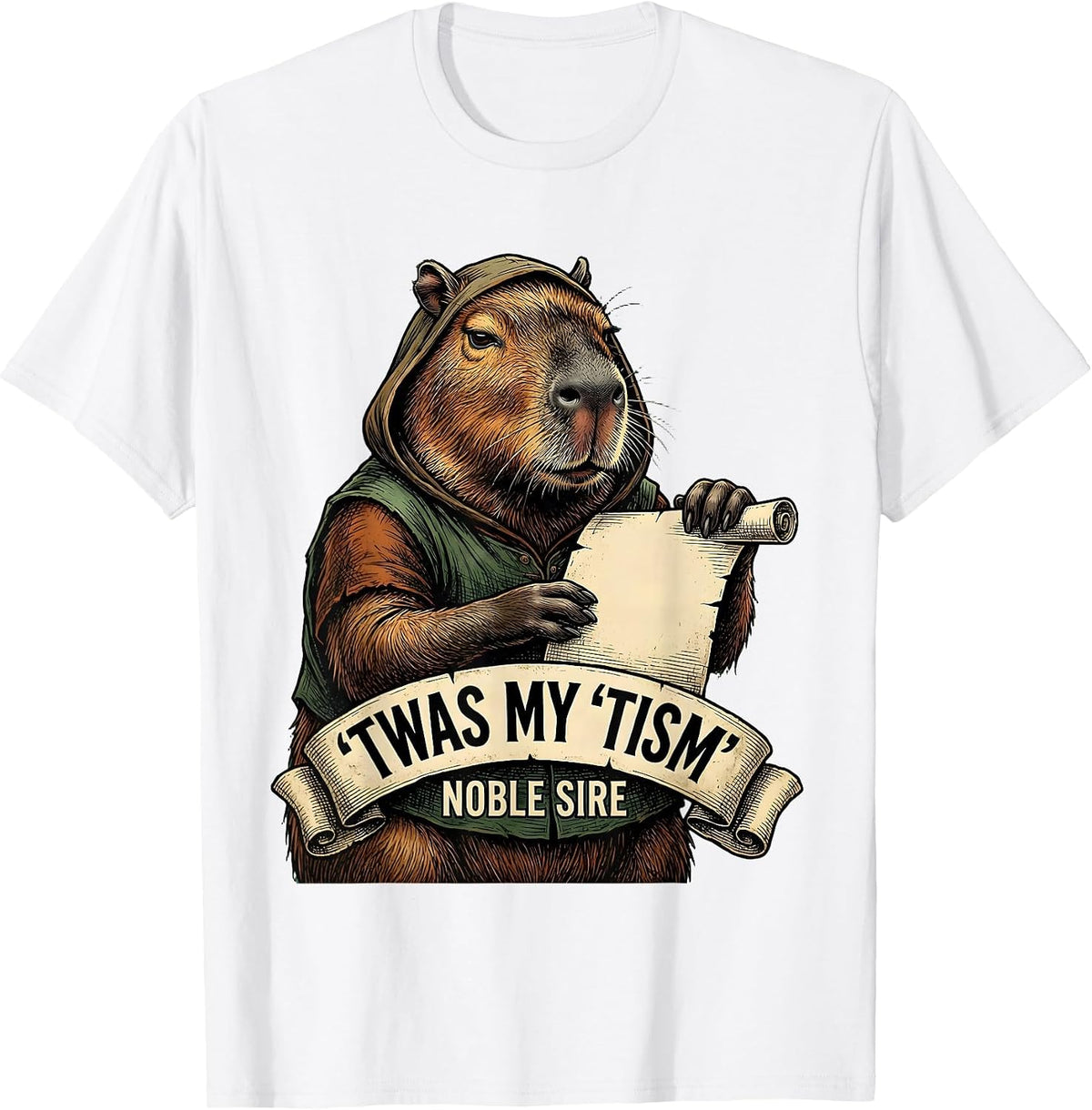 Men's 'Twas My 'Tism Noble Sire Vintage Fantasy Animal Humor T-Shirt - White