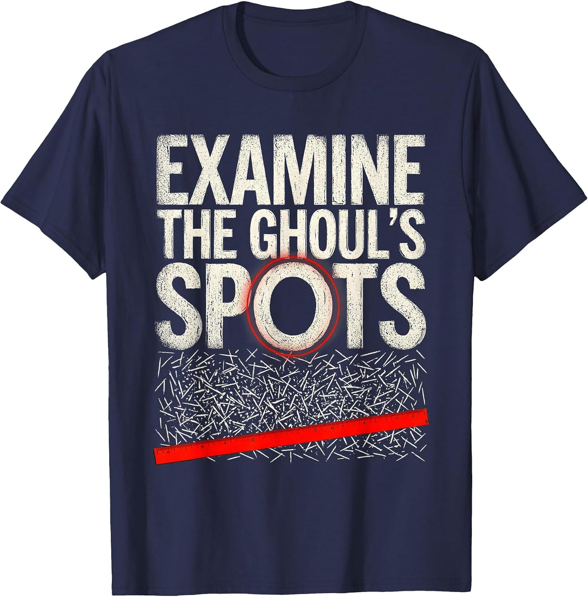 Men's Examine The Ghoul's Spots Funny Dermatology Halloween T-Shirt - Navy Blue