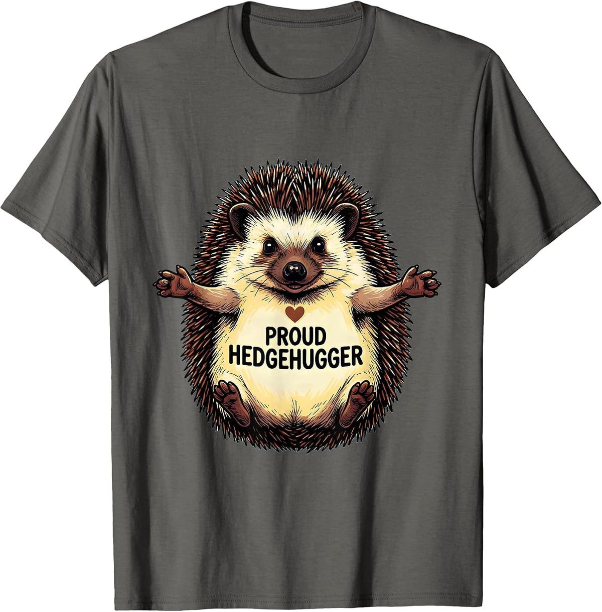 Men's Proud Hedgehugger Whimsical Hedgehog Lover Humor Gift T-Shirt - Asphalt Grey