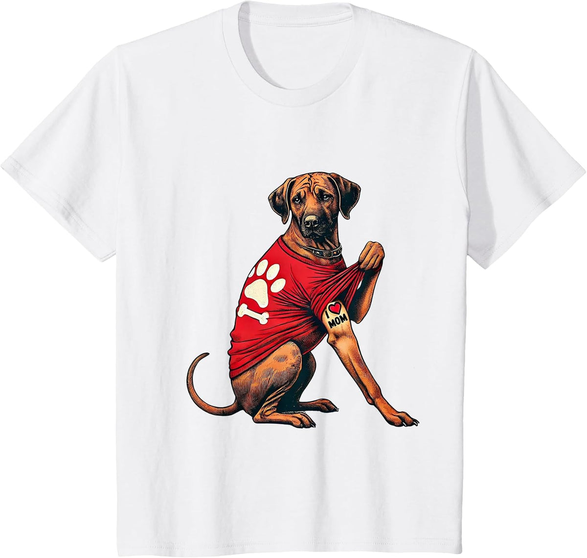 Funny I Love Mom Tattoo Rhodesian Ridgeback Mom for Women T-Shirt - White
