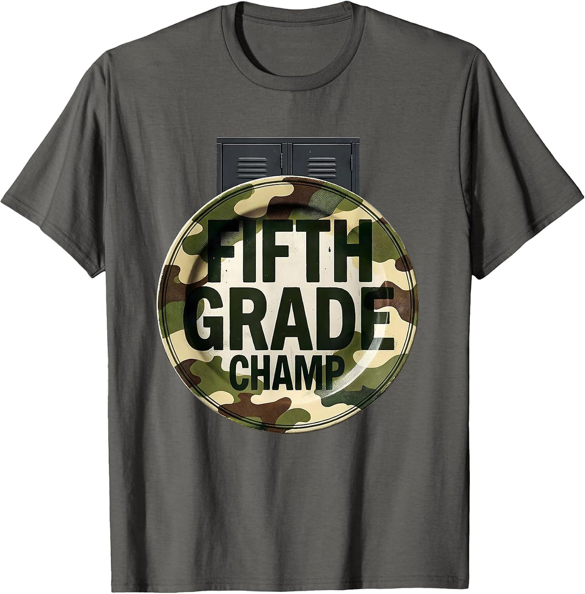 Fifth Grade Champ Camo Back To School Boys Teachers T-Shirt - Asphalt Grey