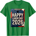 Men's Happy Labor Day 2026 Patriotic Union Worker Celebration T-Shirt - Kelly Green