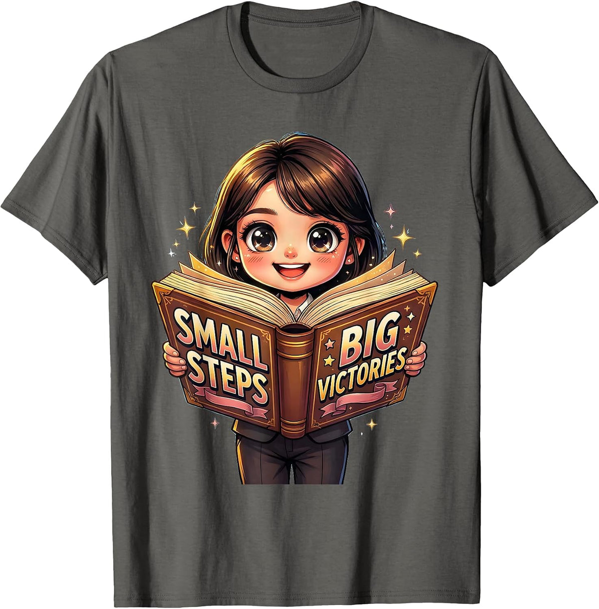Small Steps Big Victories Sped Teacher Design T-Shirt - Asphalt Grey