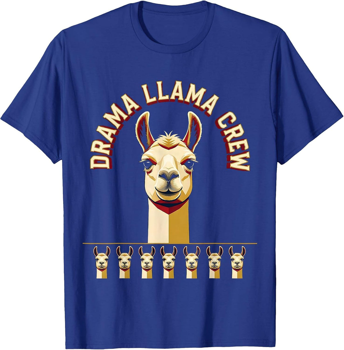 Men's Drama Llama Crew Funny Llama Lover Novelty Gift T-Shirt - Royal Blue