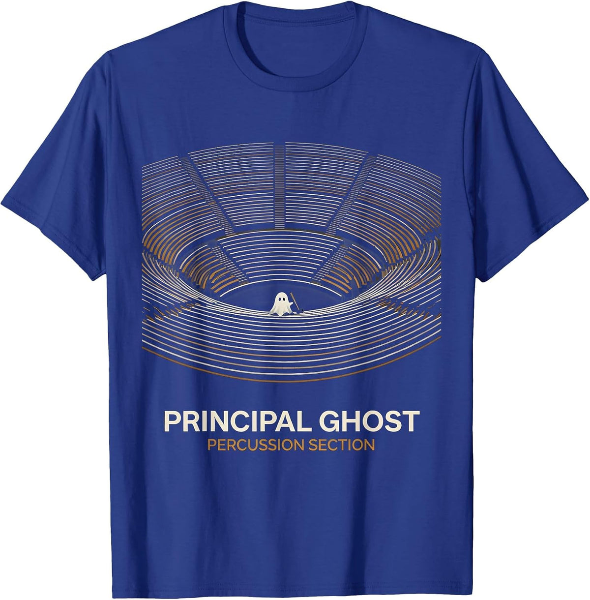 Principal Ghost Percussion Section Funny Music Teacher T-Shirt - Royal Blue